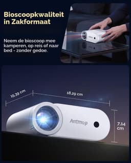 Mini Beamer 200 ANSI Lumen - 1080p Full HD Resolutie - LCD Scherm - Draagbaar Met Bluetooth En Wi-Fi - Voor Thuisbioscoop En Gaming — thumbnail 2