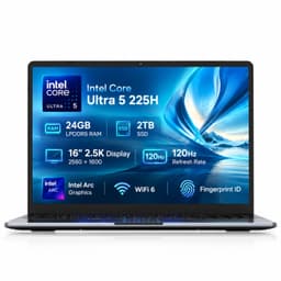Ninkear 16 inch Laptop Intel Core Ultra 5 225H - AI PC met 24GB RAM en 2TB SSD - 2.5K 120Hz Display - Windows 11 - WiFi 6 - Zilvergrijs — thumbnail 1