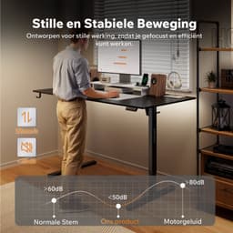 SENSE7 NOJO LIGHT - Elektrisch Verstelbaar Bureau - 160x80 cm - Geheugenfunctie - Zit Sta Bureau - Computertafel - Zwart — thumbnail 3