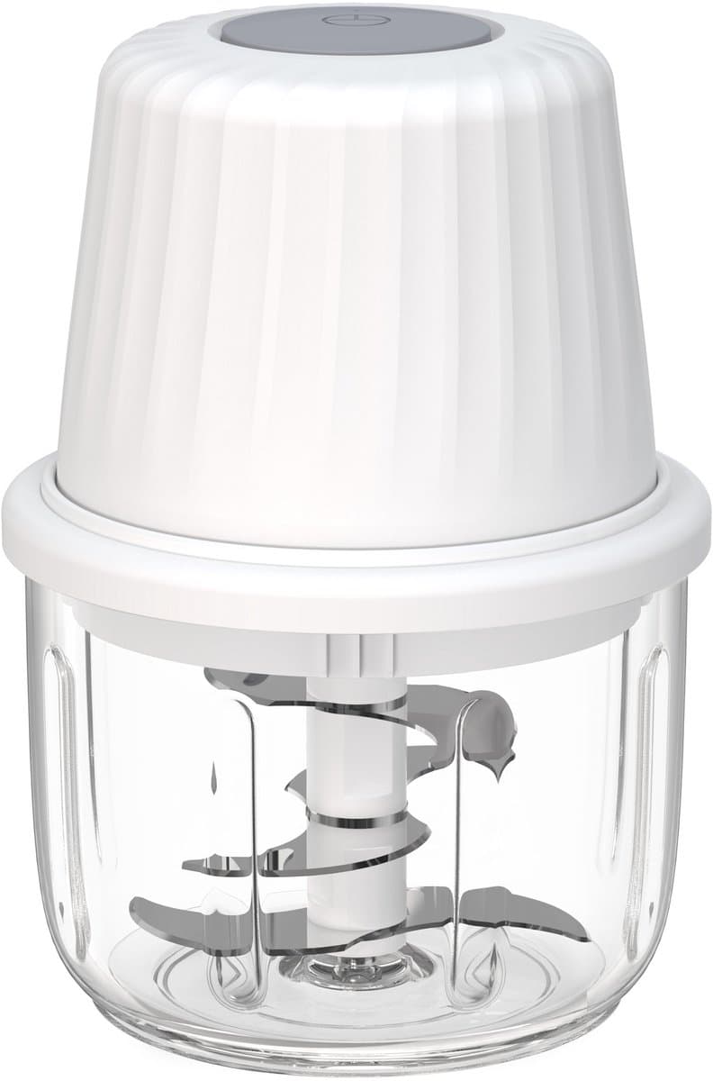 Elektrische uiensnijder - uienhakmolen - groentehakmolen - mixer - multifunctionele hakmolen - 400 ml - werkcontainer met type C-oplaadkabel voor vlees - uien - knoflook - noten (wit) — afbeelding 1