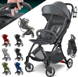 KIDIZ® Kinderwagen Premium - inklapbare buggy met ligstand - 360° wielen en 5-puntsgordel - grijs — thumbnail 1