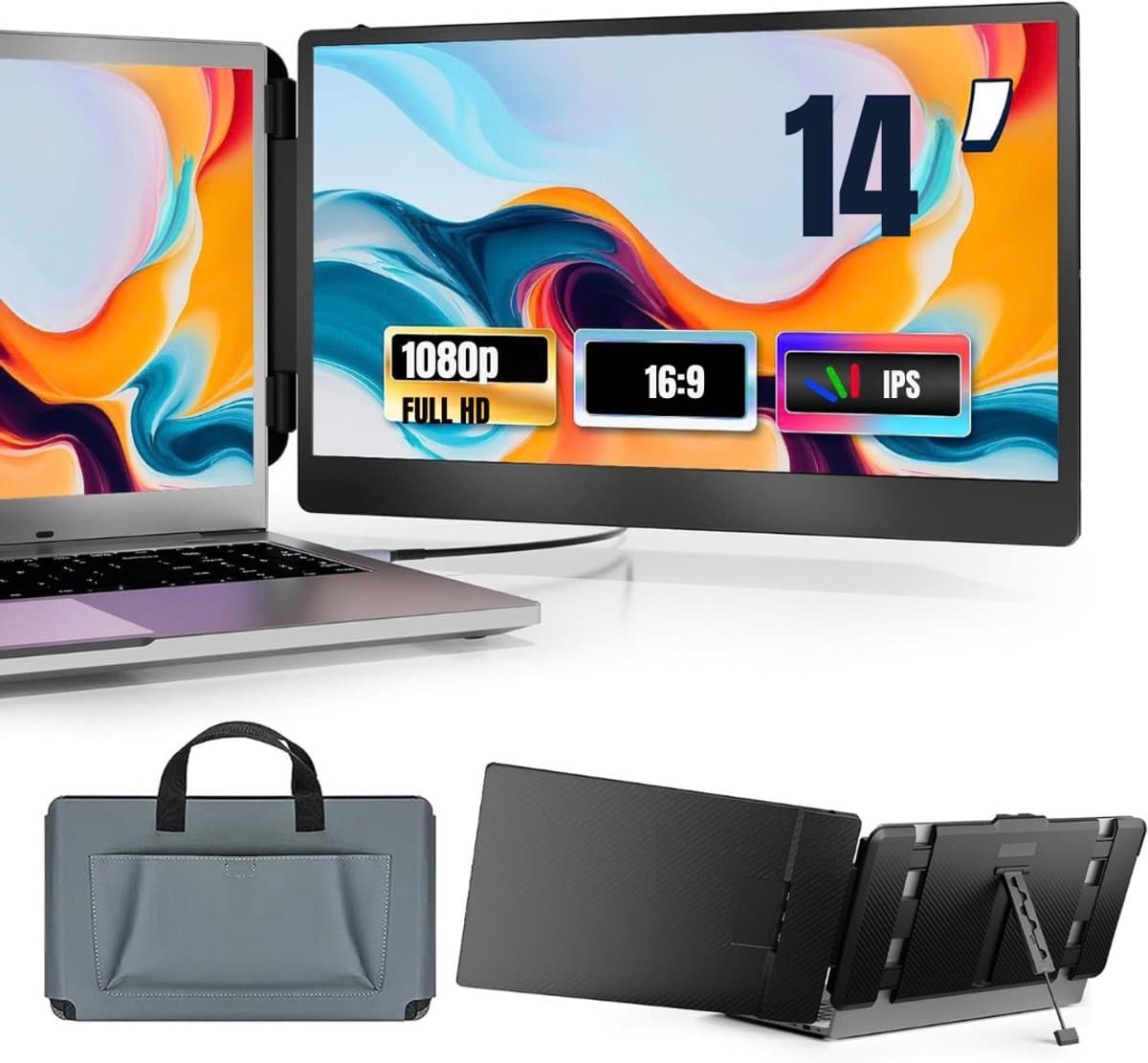 Levo® Professionele Portable Monitor Pro 2024 - Full HD 1080P - Portable Monitor - 15.6 inch - Laptop Scherm Uitbreiding — afbeelding 1