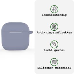 Case - Geschikt voor Apple AirPods 5 - Siliconen Hoes met Clip - Silicone Hoesje Cover - Lila — thumbnail 3