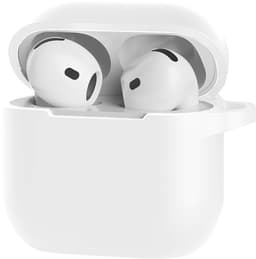 Hoesje Geschikt voor Apple AirPods 5 - Siliconen Hoes met Clip - Silicone Case Cover - Wit — thumbnail 1