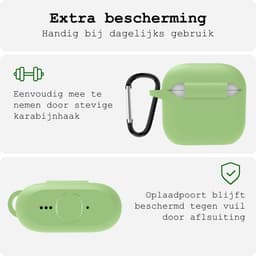 Case - Geschikt voor Apple AirPods 5 - Siliconen Hoes met Clip - Silicone Hoesje Cover - Groen — thumbnail 5