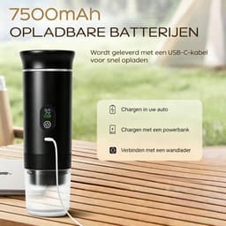 Draagbare Koffiemachine - 2026 model - Draagbare Elektrische Espressomachine - Zwart - Koffiezet apparaat voor Onderweg - Capsules & Gemalen Koffie - Portable Espresso Machine - Cadeauset - koffiemaatje - Reis & Camping Koffiezetapparaat — thumbnail 5