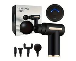 Massage Gun Compact - Spiermassage Apparaat - Percussie Massage - 6 Standen - 4 Opzetstukken - Type-C Opladen - Met Opbergcase - Voor Sport en Herstel