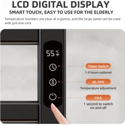 Elektrische handdoekwarmer, klein, 135 W, elektrische handdoekdroger, 50 x 50 cm, handdoekdroger met lcd-touch-bediening, timer, thermostaat, inklapbare plank (zwart) — thumbnail 4