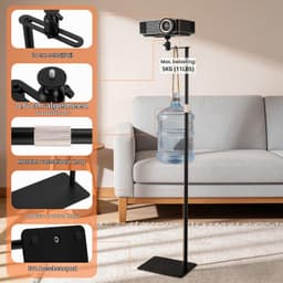 Beamer standaard, 360° draaibaar, in hoogte verstelbaar 40-160 cm, 1/4-inch draadmontage, projector standaard van hoogwaardig koolstofstaal voor presentaties, thuisbioscoop, kantoor – Draagvermogen — thumbnail 3