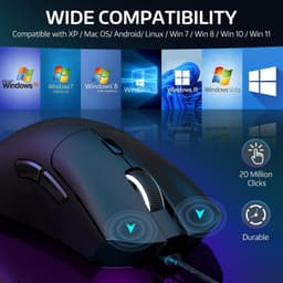 ATTACK SHARK R1 Draadloze Gaming Muis - Wired/2.4G/BT5.2 - Lichtgewicht 59G - PAW3311 - 18000DPI - Zwart — thumbnail 2