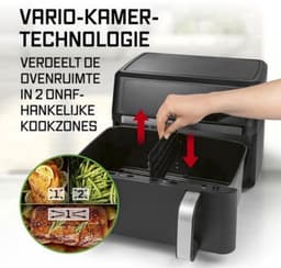 Heteluchtfriteuse AirGenius Vario - 10 Liter 2 Kamers - 2800 Watt Vermogen - Zwart - Voor Bakken En Frituren — thumbnail 3