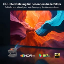 Beamer Touchscreen Smart - 1200 ANSI Lumen Full HD 1080p - 7 Inch Scherm Draagbaar - Wifi 6 Bluetooth - Voor Thuisbioscoop Gaming Zakelijk — thumbnail 4