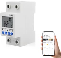 Eenfasige Elektrische Meter,Slimme Energiemeter,KWh Meter,90-230V WiFi DIN-rail Elektrische Energiemeter,Digitale Energieverbruiksmonitor met / App — thumbnail 1