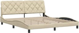 Bedframe met led, crèmekleurige stof, 180 x 200 cm — thumbnail 5