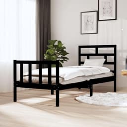 Bedframe familiebed palletbed massief houten bed zwart grenen 75x190 cm 2FT6 Small Single — thumbnail 1