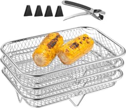 Luchtfriteuseplank, luchtfriteuse kookrekken 3x stapelbare grillmand — thumbnail 1