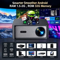 Atlasyx beamer - Beamer 4k - Smart projector - 4k projector - Film projector - Draagbare projector - Full HD 1080P - 31,5x23x12 cm — thumbnail 3