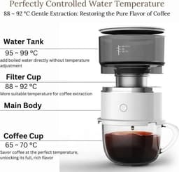 Draagbaar reis-koffiezetapparaat – automatisch filter – capaciteit Geschikt voor één kopje – Geschikt voor kamperen, kantoor, thuis en in de auto. — thumbnail 2