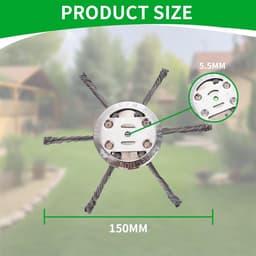 1 Stuk - 150 cm staaldraad - Maaikop met staaldraad - Bosmaaier/snijder - Onkruidmes - Grastrimmerkop - Gazontrimmer - Elektrisch gereedschap - 6 bladen - Zilver — thumbnail 2