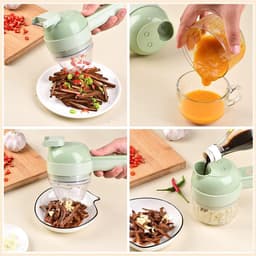 Elektrische Hakmolen - 1200 mA - 4 in 1 Groentesnijder - Uiensnijder - Mini Chopper - Food Chopper - Mini Foodprocessor - USB oplaad - BPA-Vrij - Multifunctioneel - Voor babyvoeding,knoflook, chilipepers, uien, selderij en gember - Groen — thumbnail 2