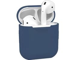 Hoesje - Geschikt voor Apple Airpods 2 - Siliconen Hoes met Clip - Silicone Case Cover - Blauwgrijs