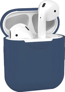 Hoesje - Geschikt voor Apple Airpods 2 - Siliconen Hoes met Clip - Silicone Case Cover - Blauwgrijs — thumbnail 1