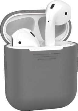 Hoesje - Geschikt voor Apple Airpods 2 - Siliconen Hoes met Clip - Silicone Case Cover - Grijs — thumbnail 1