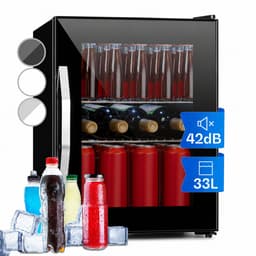 Mini Koelkast 33L – Drankenkoelkast met Glazen Deur – 0-10°C Instelbaar – Stil – LED Verlichting – Zwart — thumbnail 1