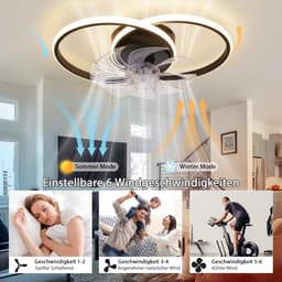 LED Plafondventilator - Lamp met Ventilator - Kamers Koelen - Instelbare Kleurtemperatuur - 36 Watt - Zwart — thumbnail 4