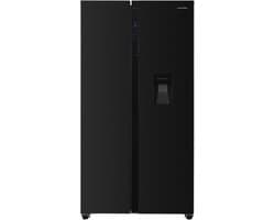 Heinner HSBS-H439NFBKWDE++ Amerikaanse Side-by-Side Koelkast met Waterdispenser – 439 L – Full No Frost – LED Touch Display – Smart Eco Functie – Zwart – 5 Jaar Garantie