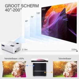 Beamer Wifi Projector - 7500 Lumen Full HD 1080p - 110 Watt Vermogen - LCD - Draagbaar - Voor Thuisbioscoop — thumbnail 3