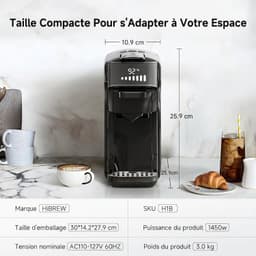 HiBREW H1B - 6 in 1 - Koffiemachine - Koffiezetapparaat - Multifunctioneel voor warm en koud - Kapsulekoffiezetapparaat - Voor Nespresso, Dolce Gusto, ESE & gemalen koffie — thumbnail 5