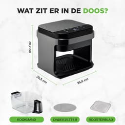 airfryer met stoomfunctie - Heteluchtfriteuse - Zwarte kleur - Digitale Air Fryer - 5,5L - 1200W - Meer Kookfuncties - Kijkvenster - 360° Heteluchttechnologie - Touchscreen - Vaatwasmachinebestendige Onderdelen — thumbnail 3