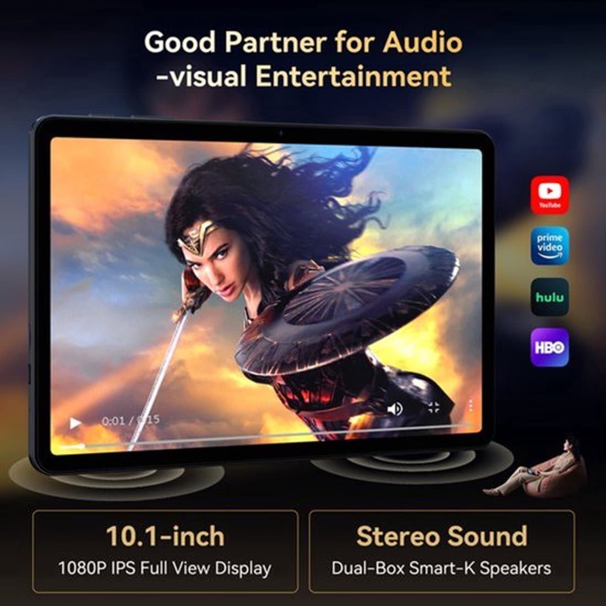 Tablet Android 15 - 10,1 Inch HD IPS Scherm - 18 GB RAM - 128 GB Opslag - 6000 mAh Batterij - 5G WiFi GPS - Unisoc Processor — afbeelding 1