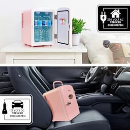 Mini Koelkast 4 Liter Retro Design - 220V/12V - Draagbaar met Handvat - Voor Slaapkamer, Auto en Kantoor - Roze — thumbnail 5