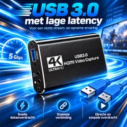 Mamosta® Capture Card 4K HDMI - USB-A 3.0 - Video Game Streamen & Opnemen - Geschikt Voor PC, Mac, PS4, PS5, Nintendo Switch, Xbox & Playstation — thumbnail 4