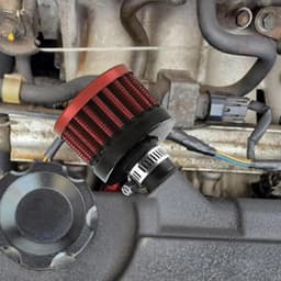 Auto-luchtoliefilter 25 mm, koude luchtaanzuigfilter voor auto-aanzuigaanpassing, turbo-ontluchting, crankventilatie, rood — thumbnail 5