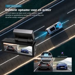 Nexeli NX-DC-10 2CH Mini Dashcam – 64GB – 4K Ultra HD Voor & Full HD 1080P Achter – WiFi – GPS – LCD Scherm – Dashcam voor Auto – Auto Camera — thumbnail 4