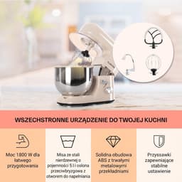 Keukenmachine 5L met Kneedhaak en Garde – Krachtige Mixer – 6 Snelheden – RVS Kom – 1800W — thumbnail 5