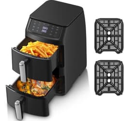 Double Stack Air Fryer, 11 l, verticale friteuse zonder olie met 2 laden, 2500 W, 40-220 °C, 6 kookfuncties en 8 vooraf geconfigureerde programma's voor snel en gezond koken, compact design — thumbnail 1