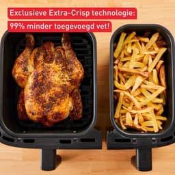 Heteluchtfriteuse met grill - Combi-airfryer - Maaltijden bereiden - Dubbele lades - 8.3 liter - Zwart — thumbnail 2