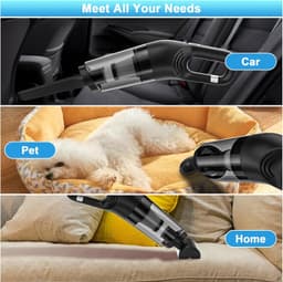 Draadloze accu‑handstofzuiger 9000Pa, sterke draagbare autostofzuiger, USB‑oplaadbaar, snoerloze mini stofzuiger voor auto, thuis en dierenharen — thumbnail 4