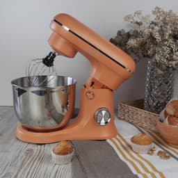 Keukenmachine Kneedmachine - 1500 W Vermogen - 5 Liter Roestvrijstalen Kom - Oranje - Staande Mixer — thumbnail 2