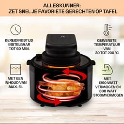 Airfryer Met Stoomfunctie - 5 Liter - 1250 W - 6 Kookprogramma’s - Touchscreen - Timer - Instelbare Temperatuur - Vaatwasserbestendige Onderdelen — thumbnail 5