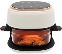 Airfryer Compact - Mini-heteluchtfriteuse - Koken met minder vet - Glazen mand - 4 Liter - Wit — thumbnail 1