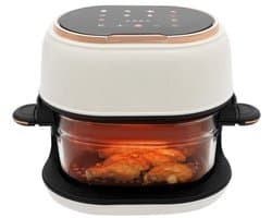 Airfryer Compact - Mini-heteluchtfriteuse - Koken met minder vet - Glazen mand - 4 Liter - Wit