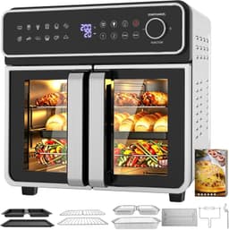 XXL 23L Airfryer – Mini-oven met variabele Flex-Zone, Airfryer met dubbele kamer en openslaande deuren, Onafhankelijke temperatuurregeling (tot 200°C), 12-in-1 Mini-oven met dubbele kamers — thumbnail 1