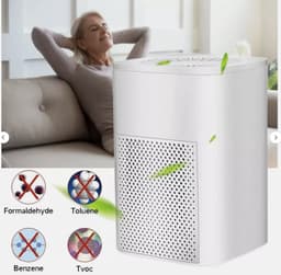 Luchtreiniger 13 x 13 x 19 cm met HEPA-filter en ionisator, wit ABS — thumbnail 1