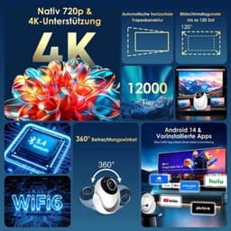 Mini Beamer Draagbaar - 1280 x 720 Resolutie - LED Technologie - WiFi 6 En Bluetooth 5.4 - Voor Gaming En Thuisbioscoop — thumbnail 5