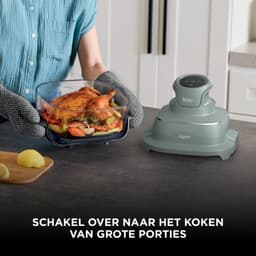 Ninja CRISPi 4-in-1 Glazen Airfryer, 3,8 l en 2,3 l, airfryen, braden, warmhouden en opnieuw krokant maken, compact ontwerp, 2 verwijderbare glazen schalen en deksels, 1700 W - Groen - FN201EUGN8 — thumbnail 3